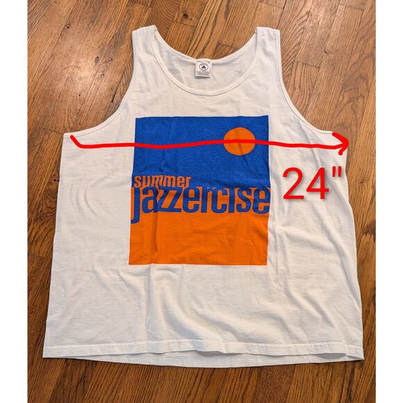 Summer Jazzercise Mens XL Tank Delta Graphic White Blue Orange Workout Fitness - Picture 5 of 6